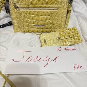 Brahmin Yellow Croc-Embossed Crossbody Bag